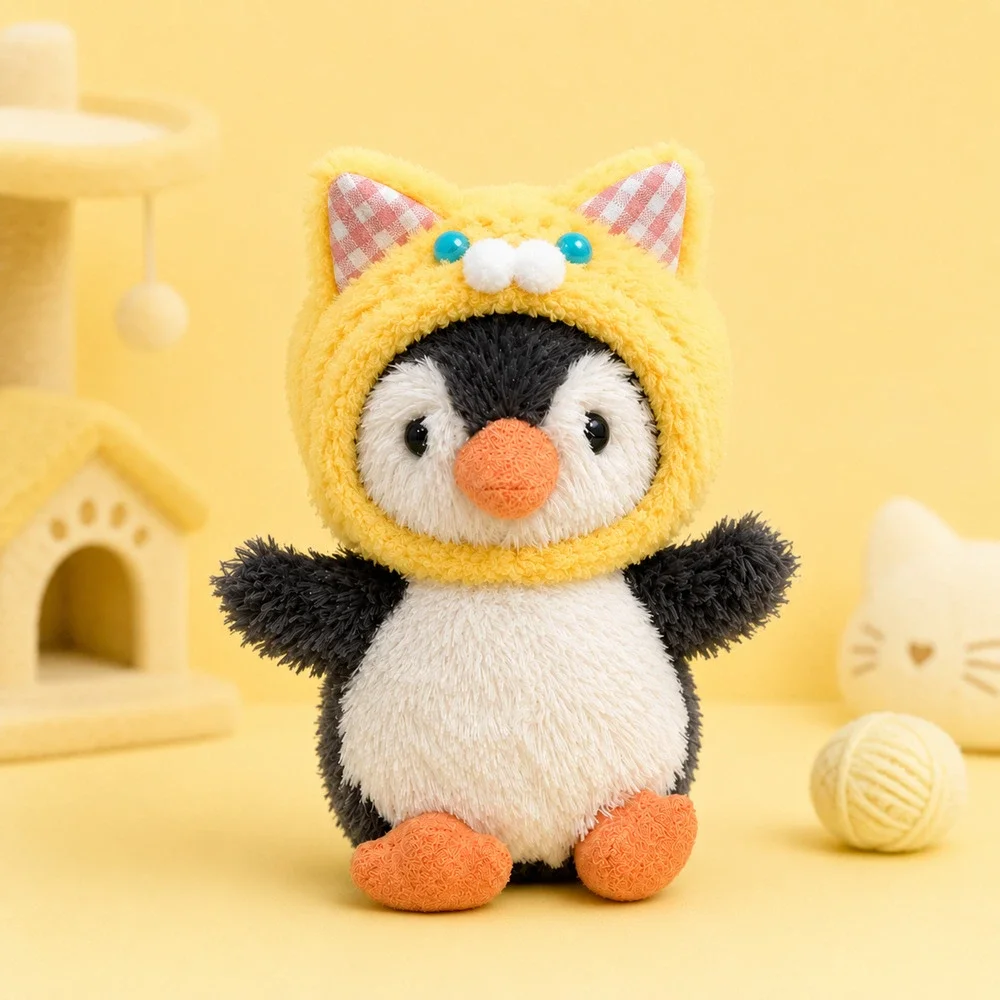 Yellow Cat Plush Hood Costume for Peanut Penguin Plush – Variant 1 [JC-AP-23]